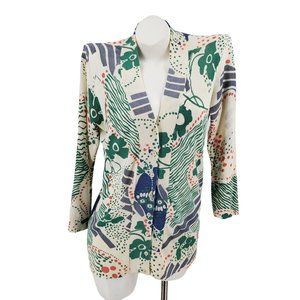 Anthropologie Field And Flower Green Abstract Floral Button Up Cardigan